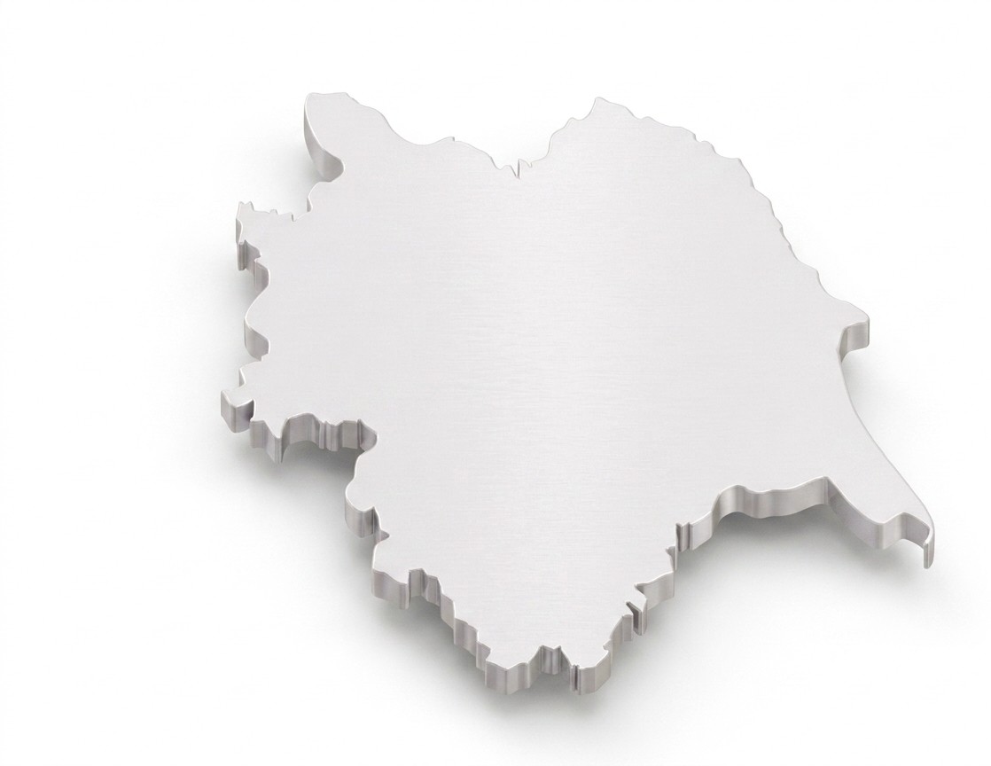 Stylised metal Yorkshire map